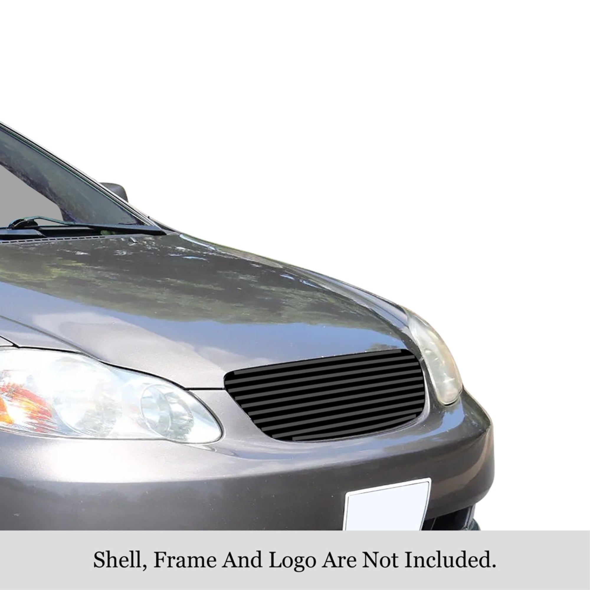 2003-2004 Toyota Corolla Stainless Steel Black Powder Coated Finish 8X6 Horizontal Billet Black Stainless Steel Billet Grille