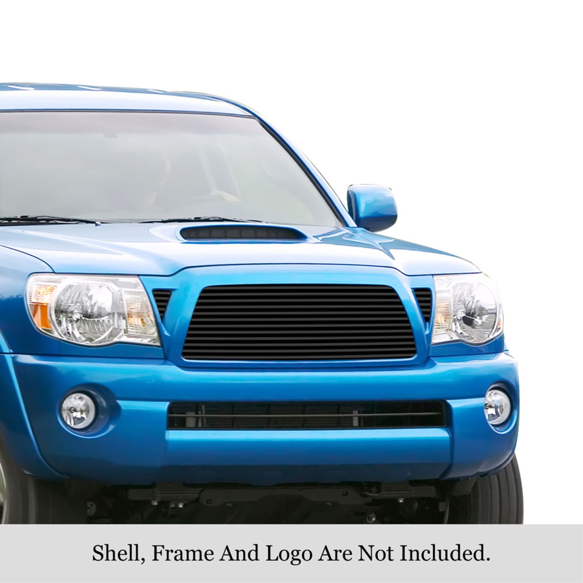 2005-2010 Toyota Tacoma 1 Pc Center & 2 Pcs For Side Holes Stainless Steel Black Powder Coated Finish 8X6 Horizontal Billet Black Stainless Steel Billet Grille