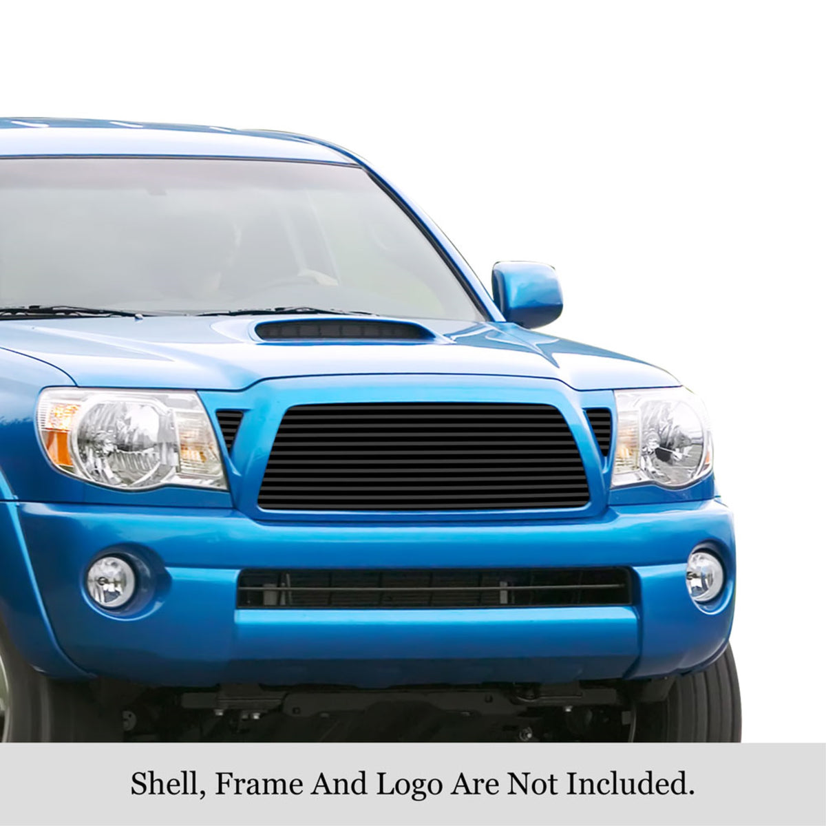 2005-2010 Toyota Tacoma 1 Pc Center & 2 Pcs For Side Holes Stainless Steel Black Powder Coated Finish 8X6 Horizontal Billet Black Stainless Steel Billet Grille