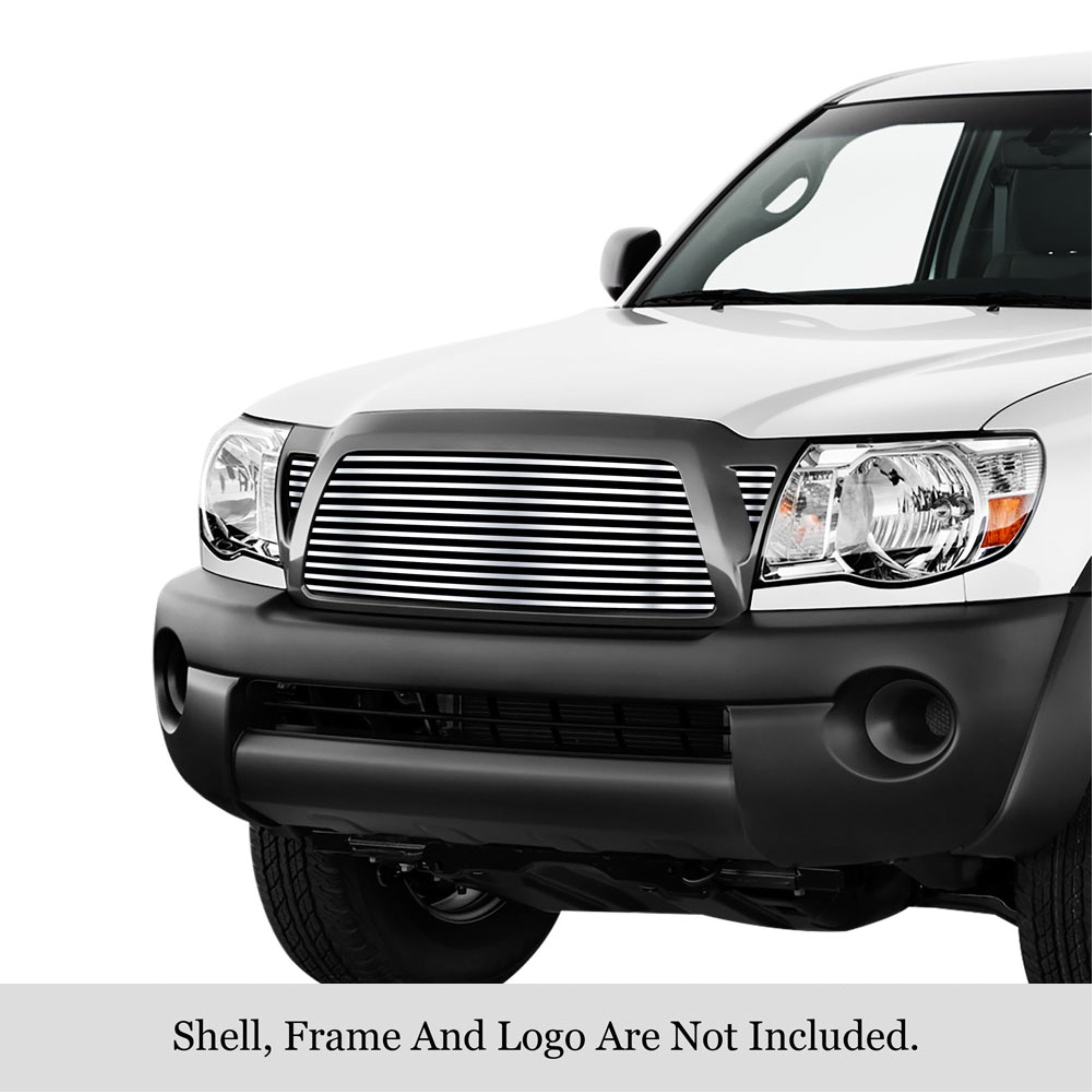 2005-2010 Toyota Tacoma 1 Pc Center & 2 Pcs For Side Holes 304 Stainless Steel Polished Finish 8X6 Horizontal Billet Stainless Steel Billet Grille