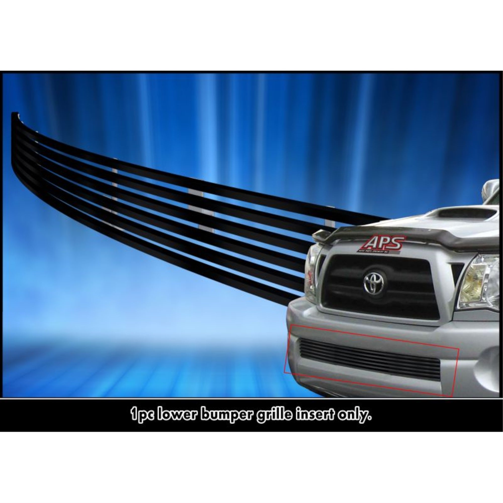 2005-2011 Toyota Tacoma Stainless Steel Black Powder Coated Finish Horizontal Billet Black Stainless Steel Billet Grille