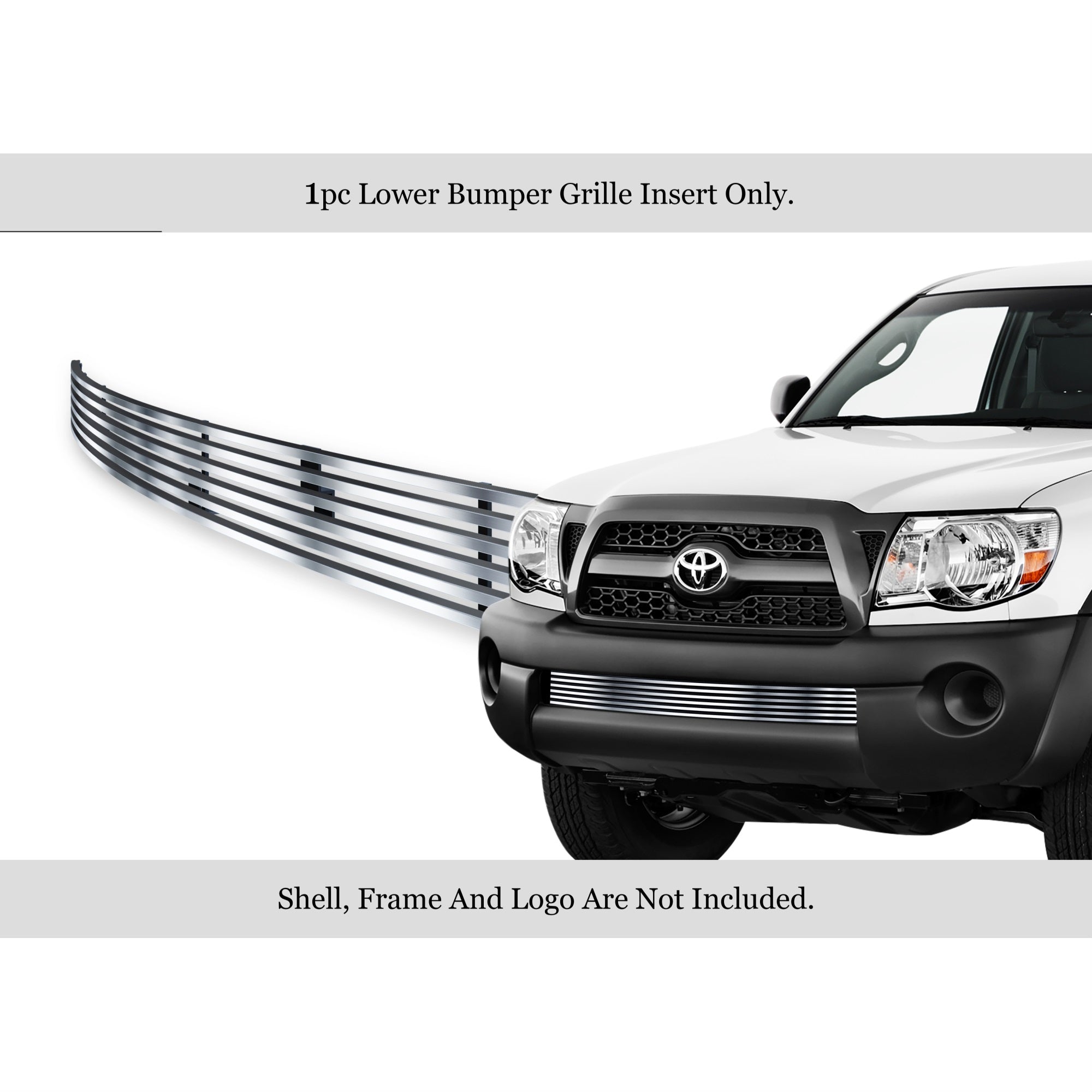 2005-2011 Toyota Tacoma 304 Stainless Steel Polished Finish Horizontal Billet Stainless Steel Billet Grille