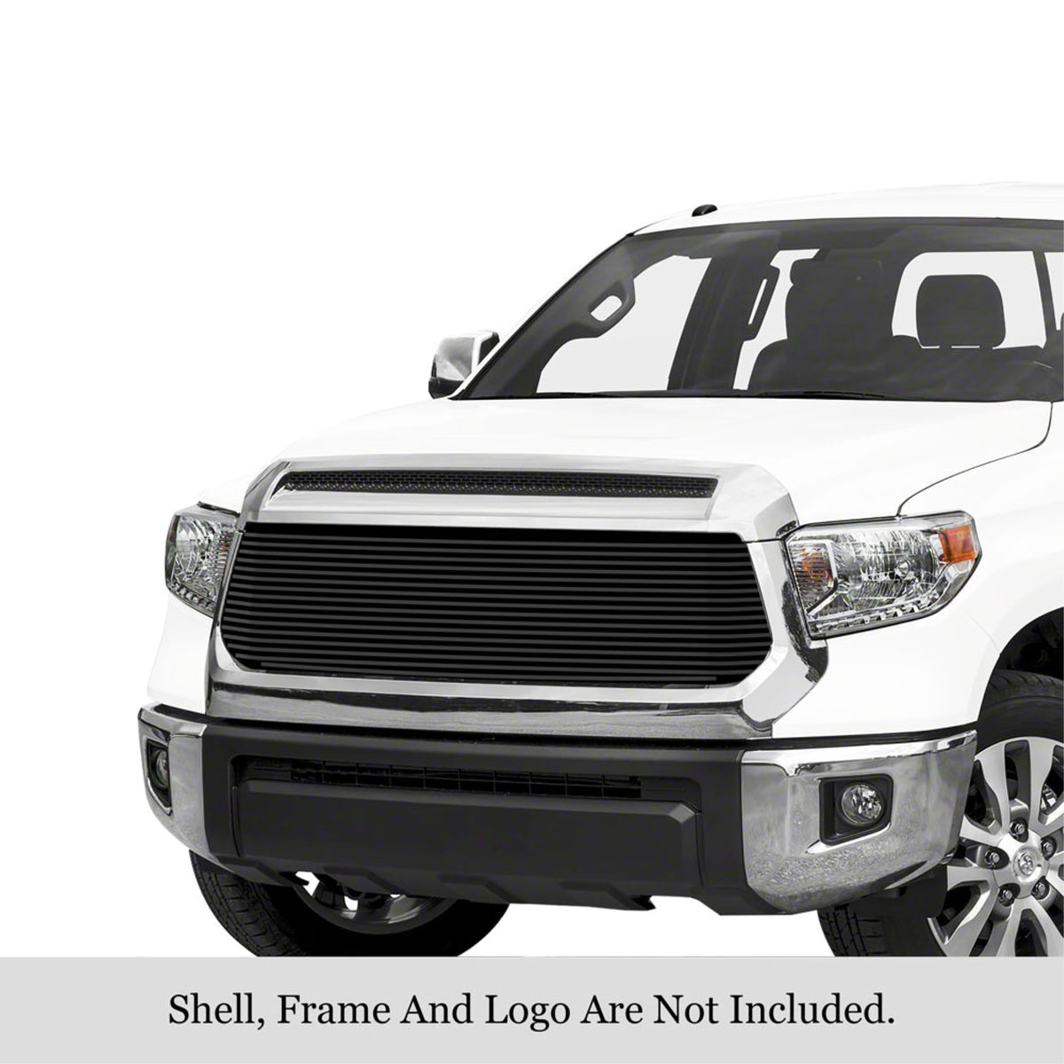 2014-2017 Toyota Tundra Not Fit With Front Sensor Behind Logo Stainless Steel Black Powder Coated Finish 8X6 Horizontal Billet Black Stainless Steel Billet Grille