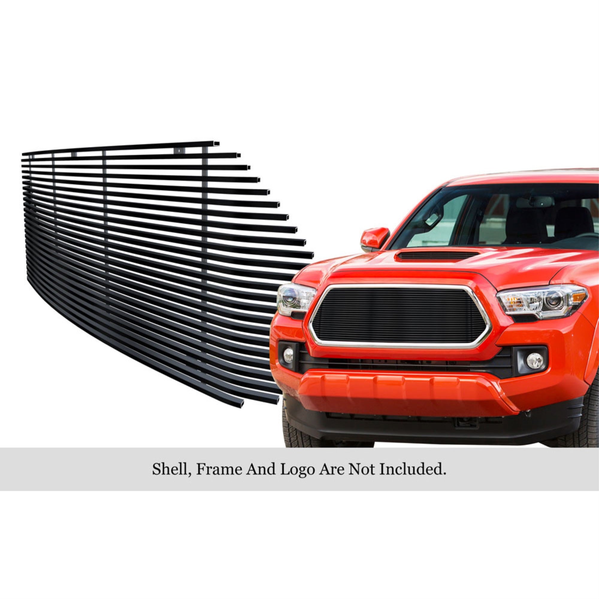 2016-2017 Toyota Tacoma Not Fit With Front Sensor Stainless Steel Black Powder Coated Finish Horizontal Billet Black Stainless Steel Billet Grille