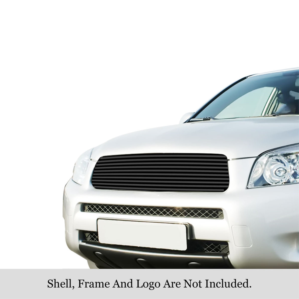 2006-2008 Toyota Rav4 Stainless Steel Black Powder Coated Finish 8X6 Horizontal Billet Black Stainless Steel Billet Grille