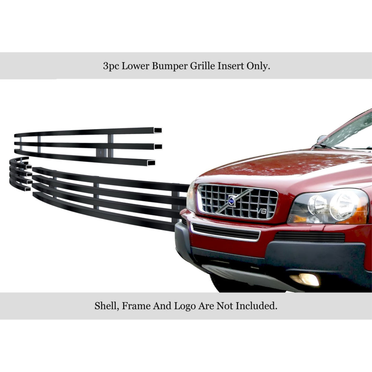 2005-2006 Volvo Xc90 Stainless Steel Black Powder Coated Finish 8X6 Horizontal Billet Black Stainless Steel Billet Grille