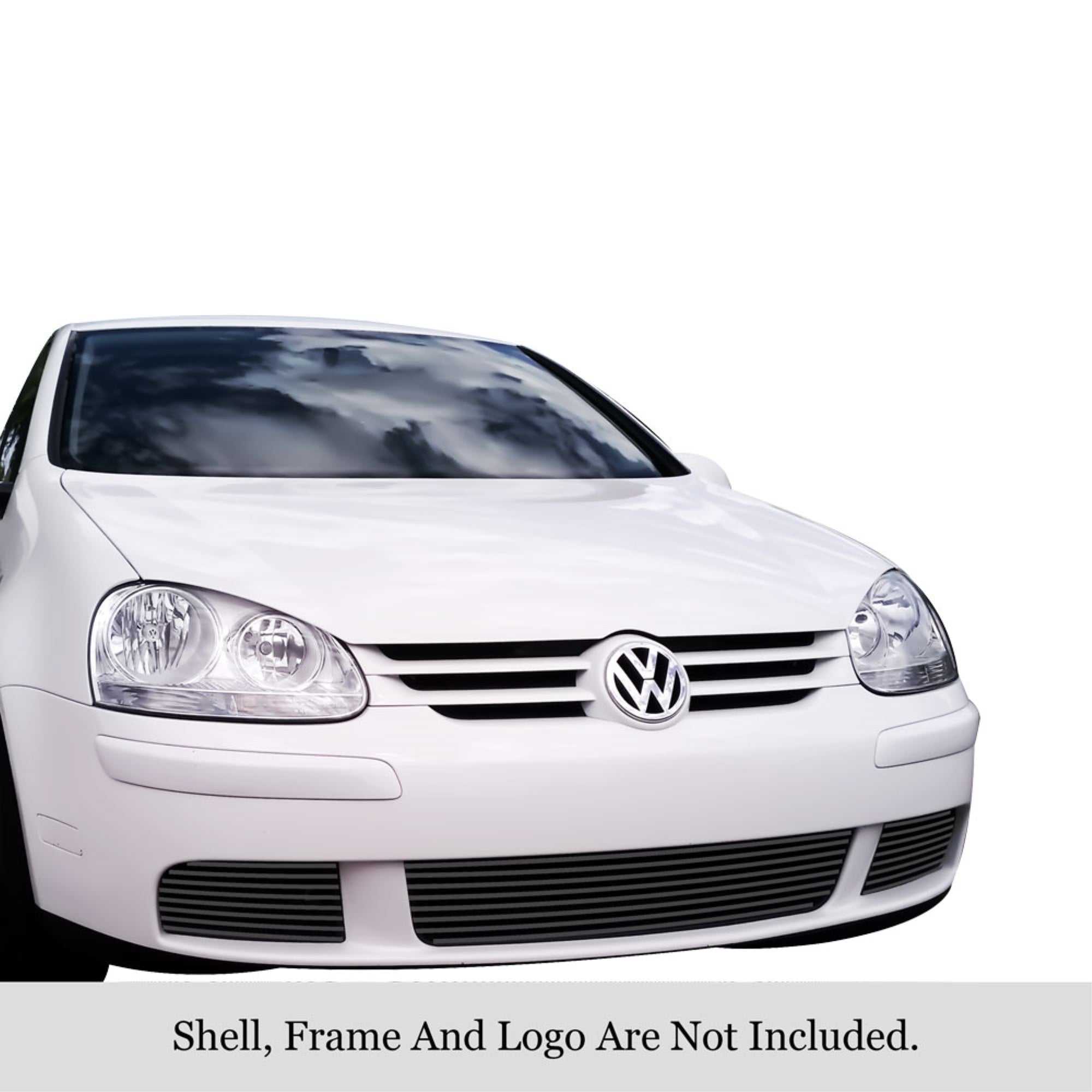 2007-2009 Volkswagen Rabbit Stainless Steel Black Powder Coated Finish 8X6 Horizontal Billet Black Stainless Steel Billet Grille