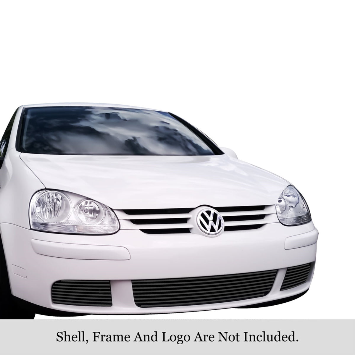 2007-2009 Volkswagen Rabbit Stainless Steel Black Powder Coated Finish 8X6 Horizontal Billet Black Stainless Steel Billet Grille