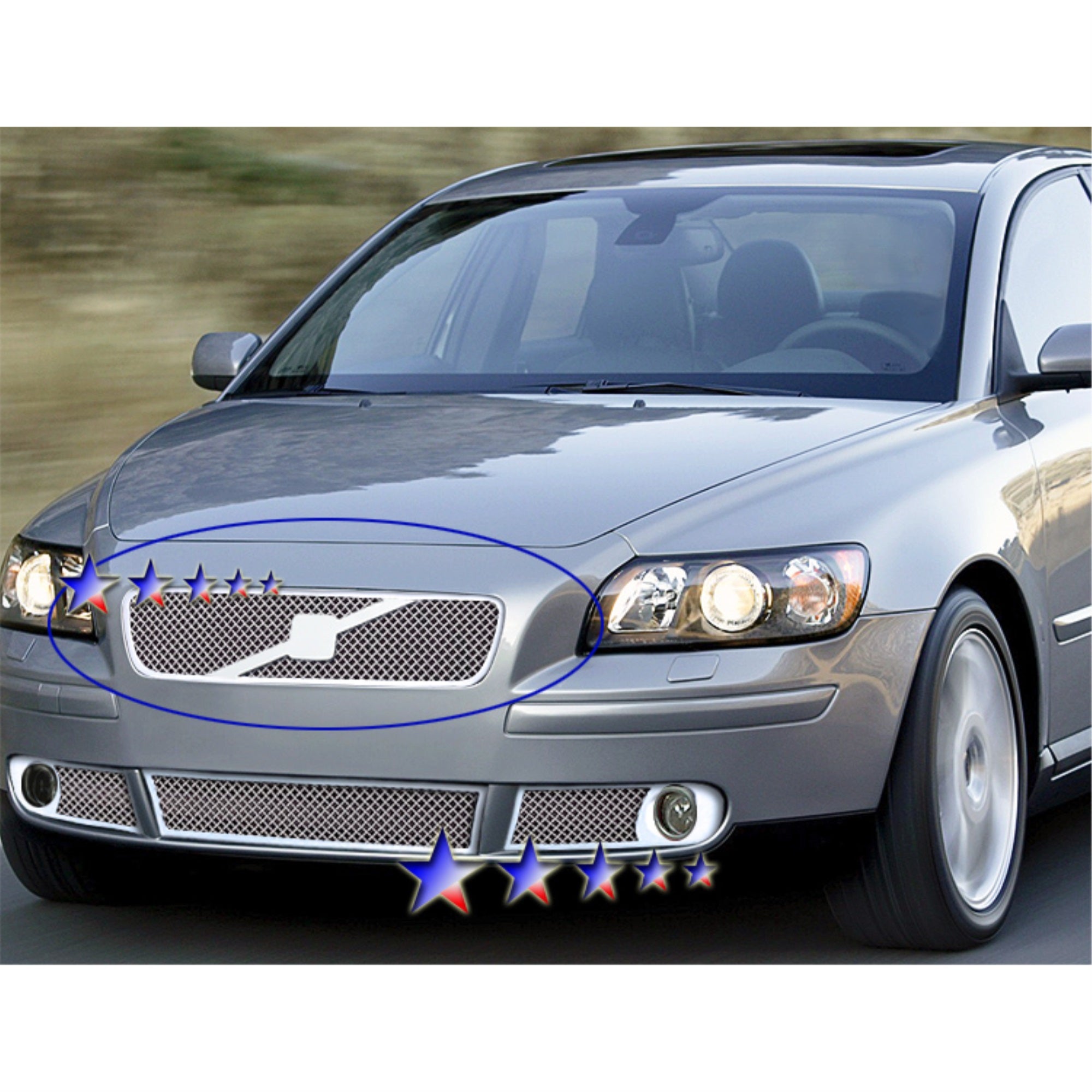 2005-2007 Volvo S40  /2005-2006 Volvo V50 Stainless Steel Polished Finish 1.8 Mm Wire Mesh Mesh Grille