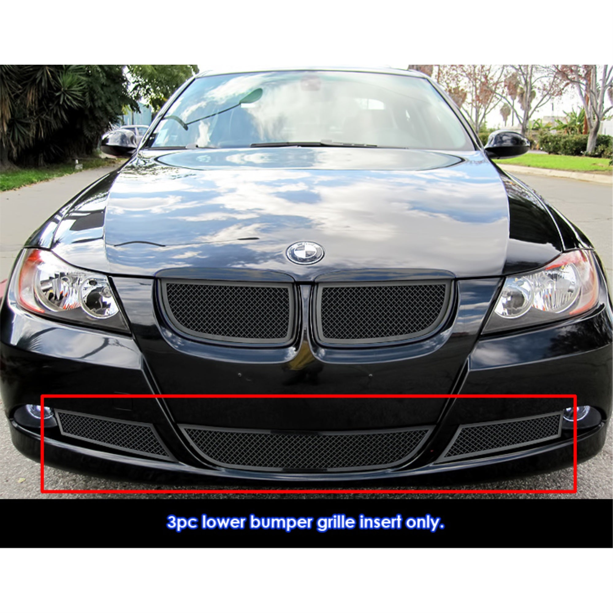 2006-2007 Bmw 325I /2006-2007 Bmw 330I Stainless Steel Black Powder Coated Finish 1.8 Mm Wire Mesh Black Wire Mesh Grille