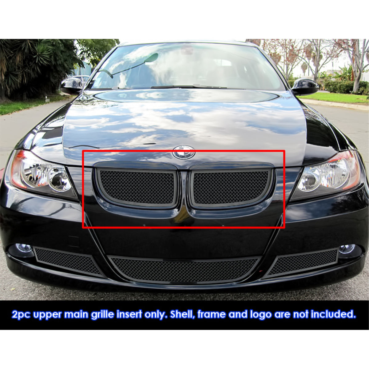 2006-2007 Bmw 325I /2006-2007 Bmw 330I Stainless Steel Black Powder Coated Finish 1.8 Mm Wire Mesh Black Wire Mesh Grille