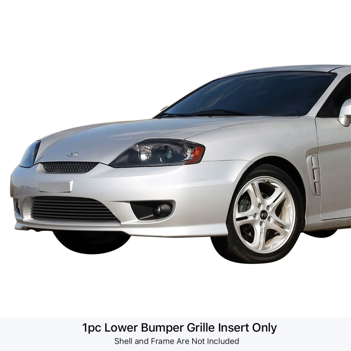 2005-2006 Hyundai Tiburon Stainless Steel Black Powder Coated Finish Horizontal Billet Black Stainless Steel Billet Grille