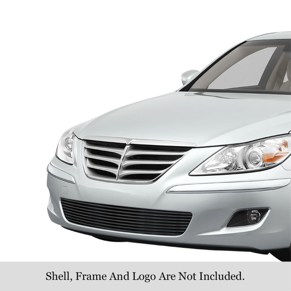2009-2011 Hyundai Genesis Sedan Stainless Steel Black Powder Coated Finish Horizontal Billet Black Stainless Steel Billet Grille
