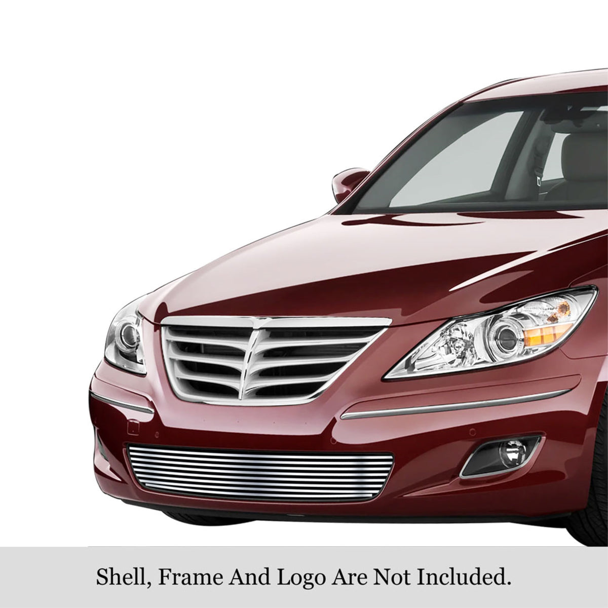 2009-2011 Hyundai Genesis Sedan 304 Stainless Steel Polished Finish 8X6 Horizontal Billet Stainless Steel Billet Grille