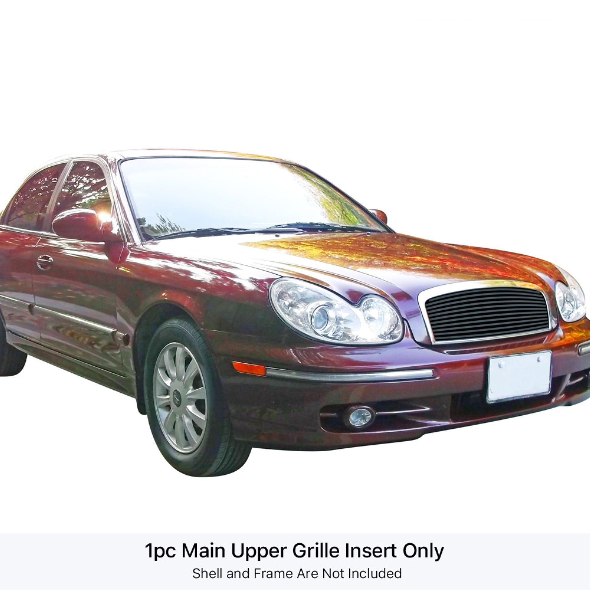 2002-2005 Hyundai Sonata Stainless Steel Black Powder Coated Finish 8X6 Horizontal Billet Black Stainless Steel Billet Grille