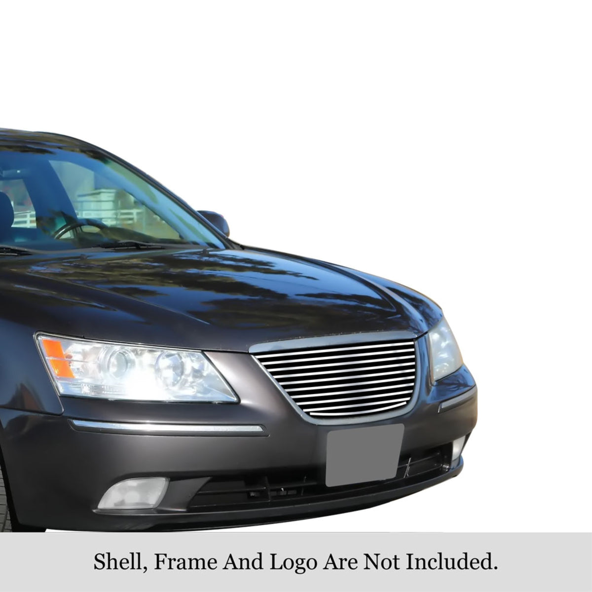 2009-2010 Hyundai Sonata Stainless Steel Silver Hairline Finish Finish 8X6 Horizontal Billet Stainless Steel Billet Grille