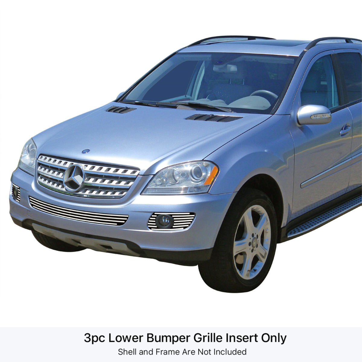 2006-2008 Mercedes-Benz Ml350 Not For Oval Fog Light/2006-2008 Mercedes-Benz Ml500 Not For Oval Fog Light 304 Stainless Steel Polished Finish 8X6 Horizontal Billet Stainless Steel Billet Grille