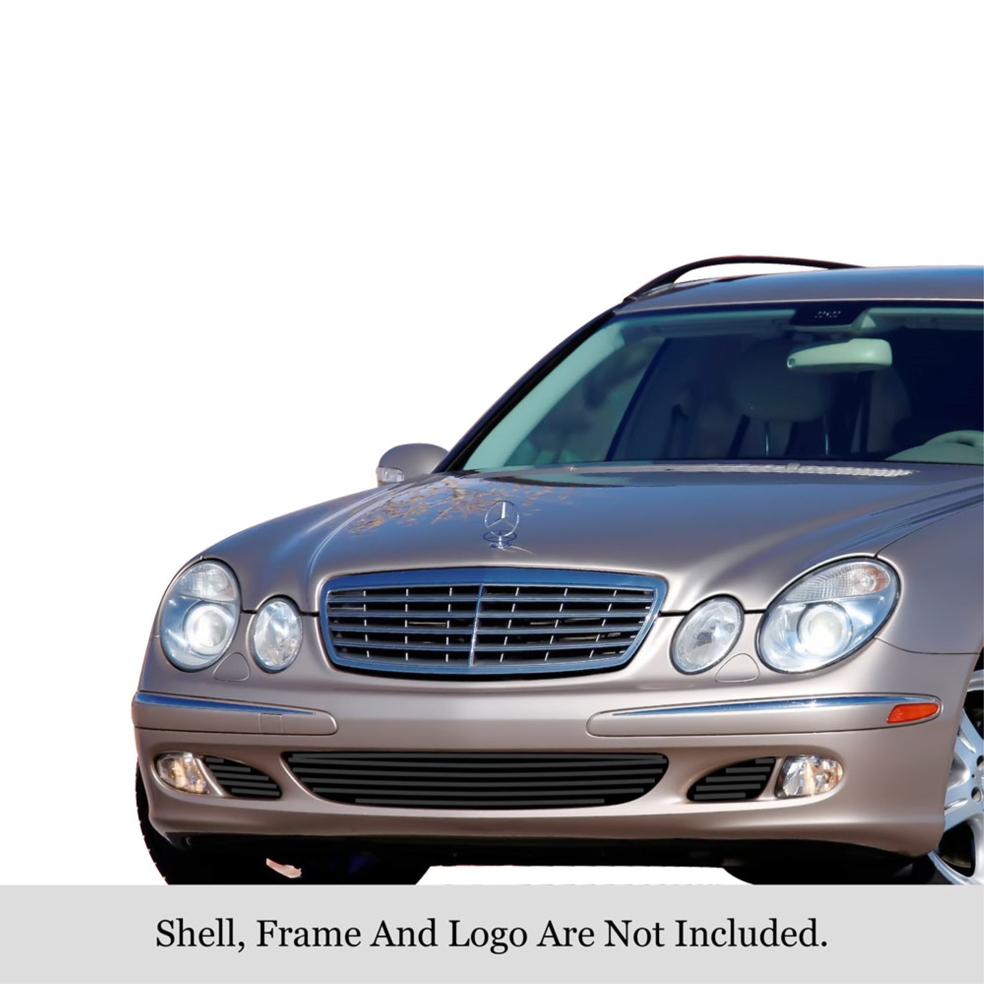 2003-2006 Mercedes-Benz E Class Not For Amg Sport Package And Avantgarde Trim Level Stainless Steel Black Powder Coated Finish 8X6 Horizontal Billet Black Stainless Steel Billet Grille