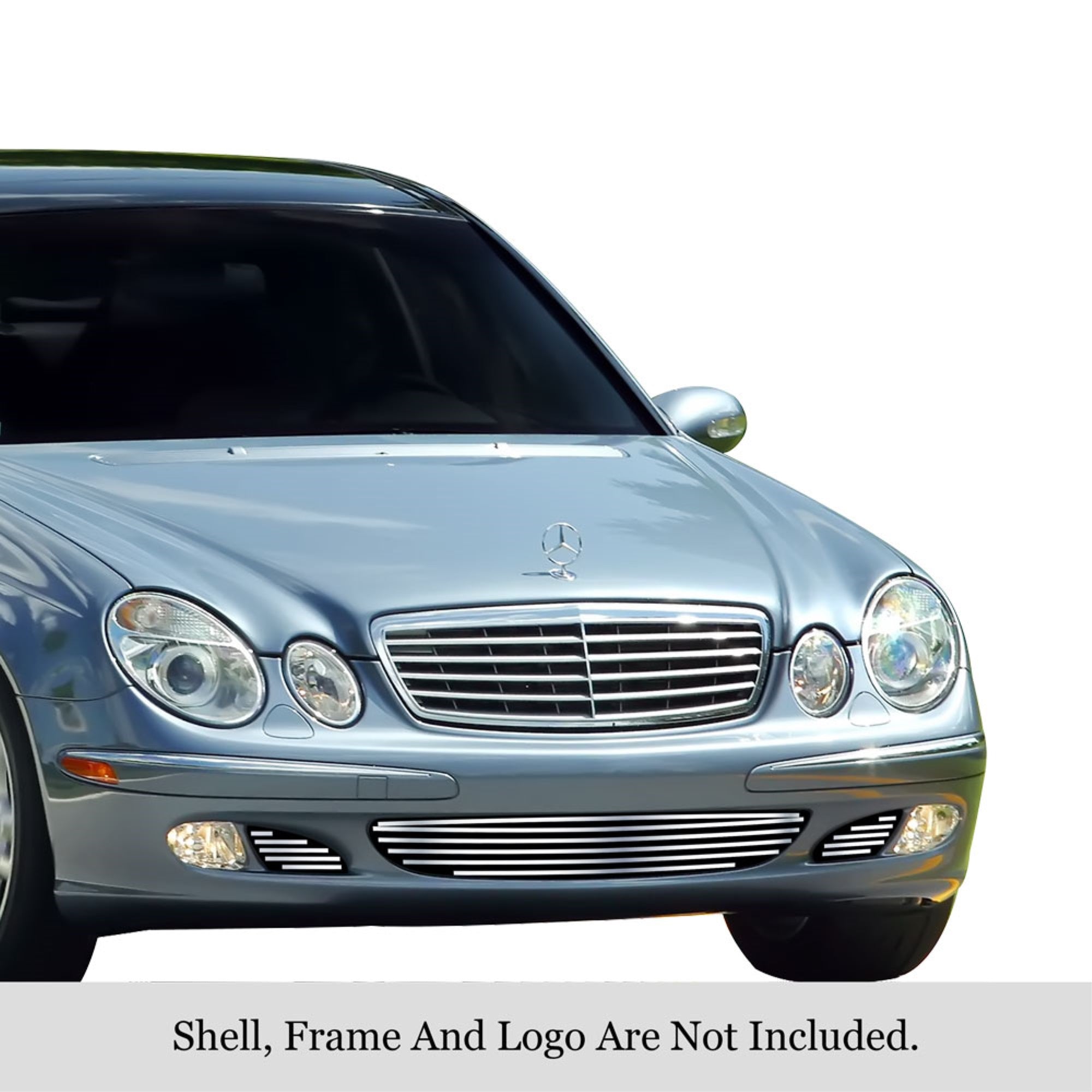 2003-2006 Mercedes-Benz E Class Not For Amg Sport Package And Avantgarde Trim Level 304 Stainless Steel Polished Finish 8X6 Horizontal Billet Stainless Steel Billet Grille