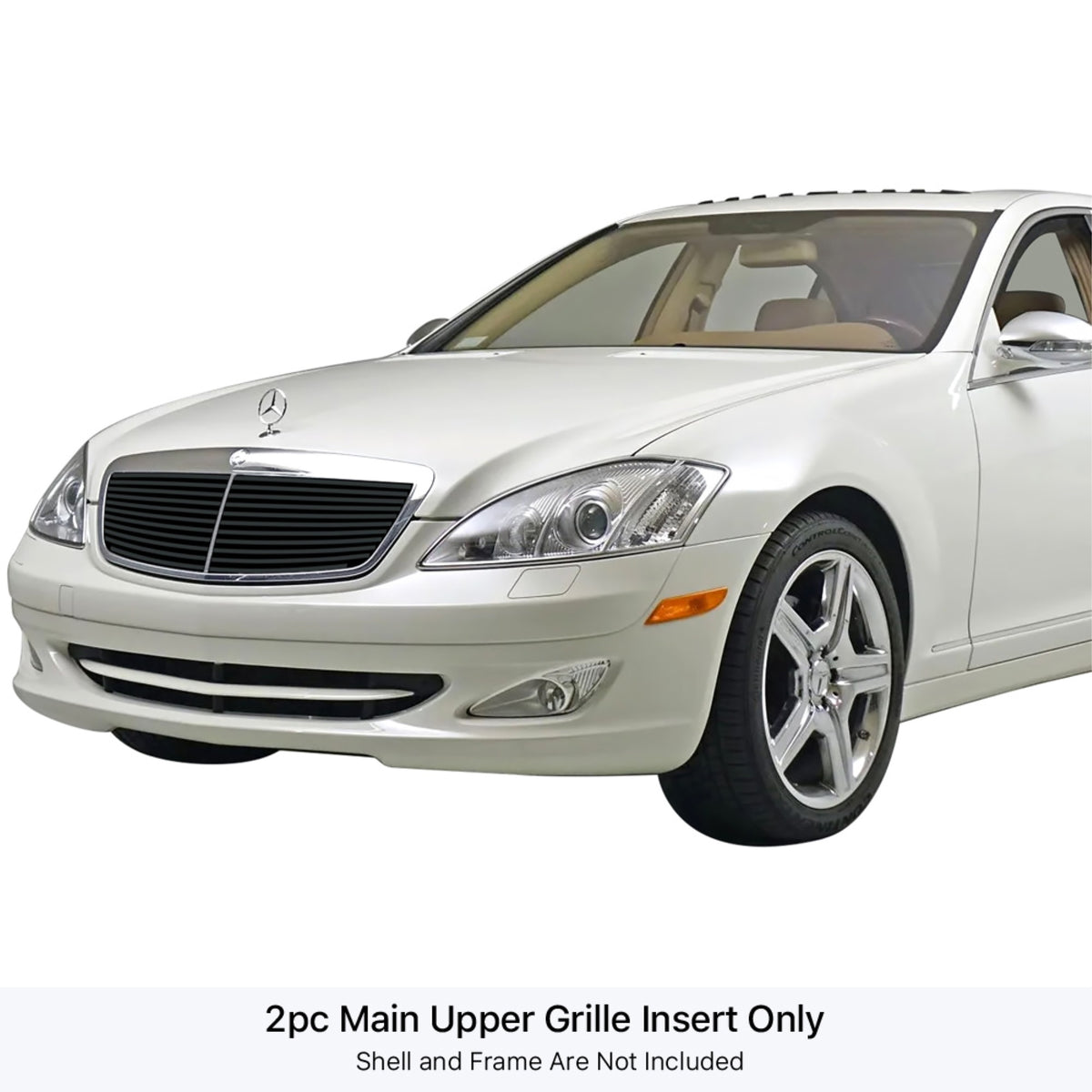 2007-2011 Mercedes-Benz S550 /2007-2011 Mercedes-Benz S600 Stainless Steel Black Powder Coated Finish 8X6 Horizontal Billet Black Stainless Steel Billet Grille