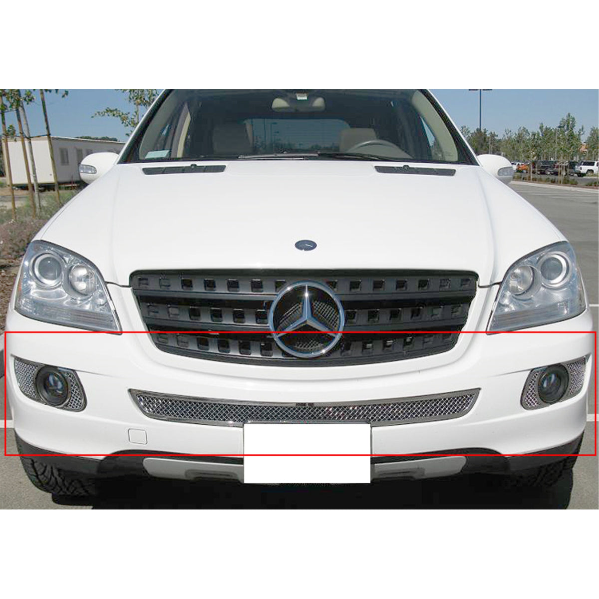 2006-2008 Mercedes-Benz Ml350 Not For Oval Fog Light/2006-2008 Mercedes-Benz Ml500 Not For Oval Fog Light Stainless Steel Polished Finish 1.8 Mm Wire Mesh Mesh Grille