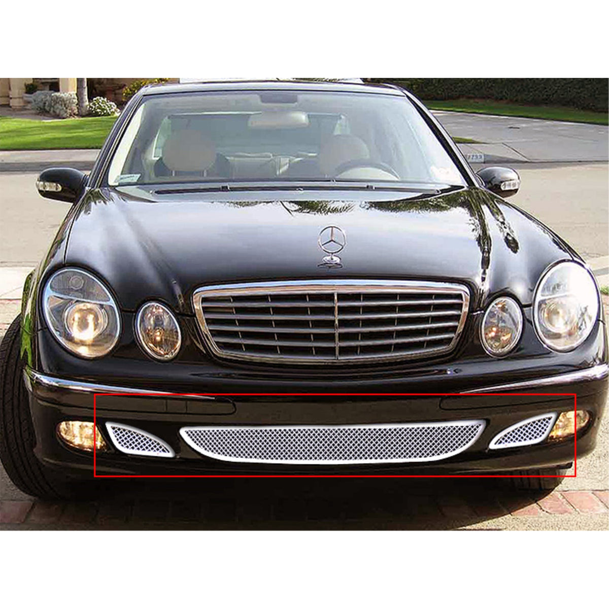 2003-2006 Mercedes-Benz E Class Not For Amg Sport Package And Avantgarde Trim Level Stainless Steel Polished Finish 1.8 Mm Wire Mesh Mesh Grille