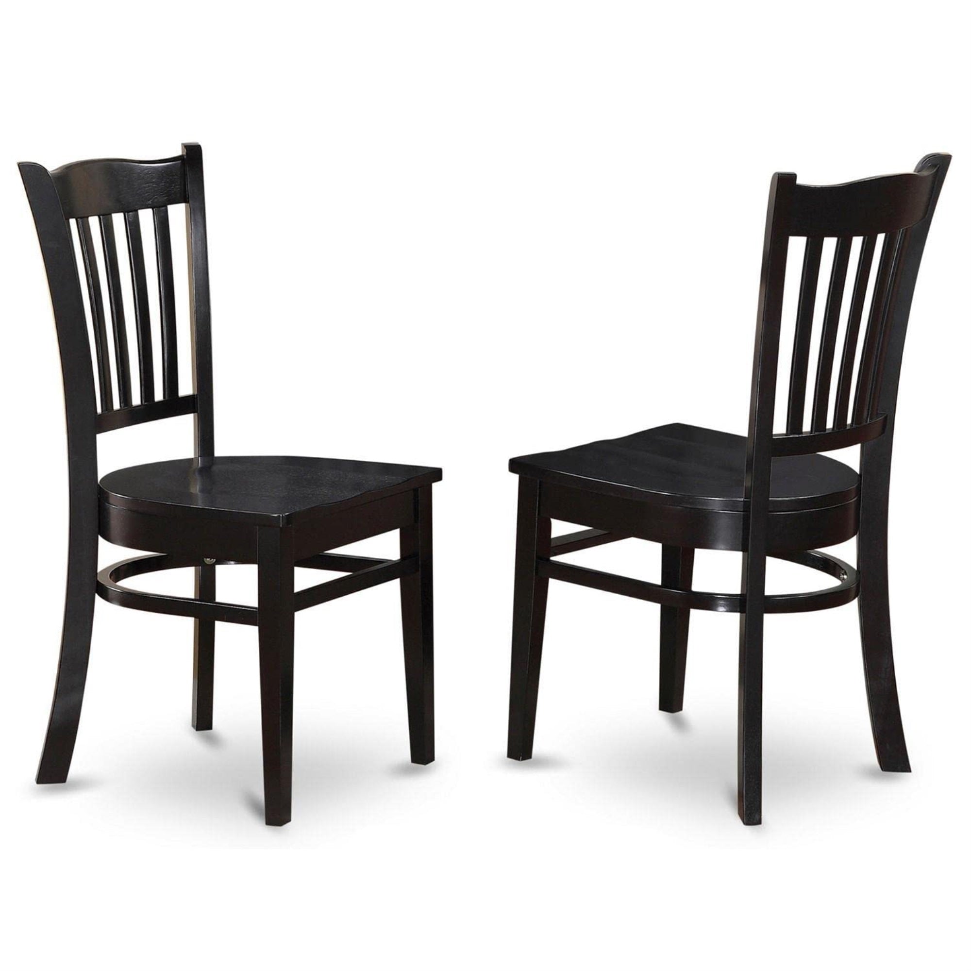 Casafoyer Grc-Blk-W Groton Dining Chairs - Slat Back Wood Seat Kitchen Chairs, Set Of 2, Black