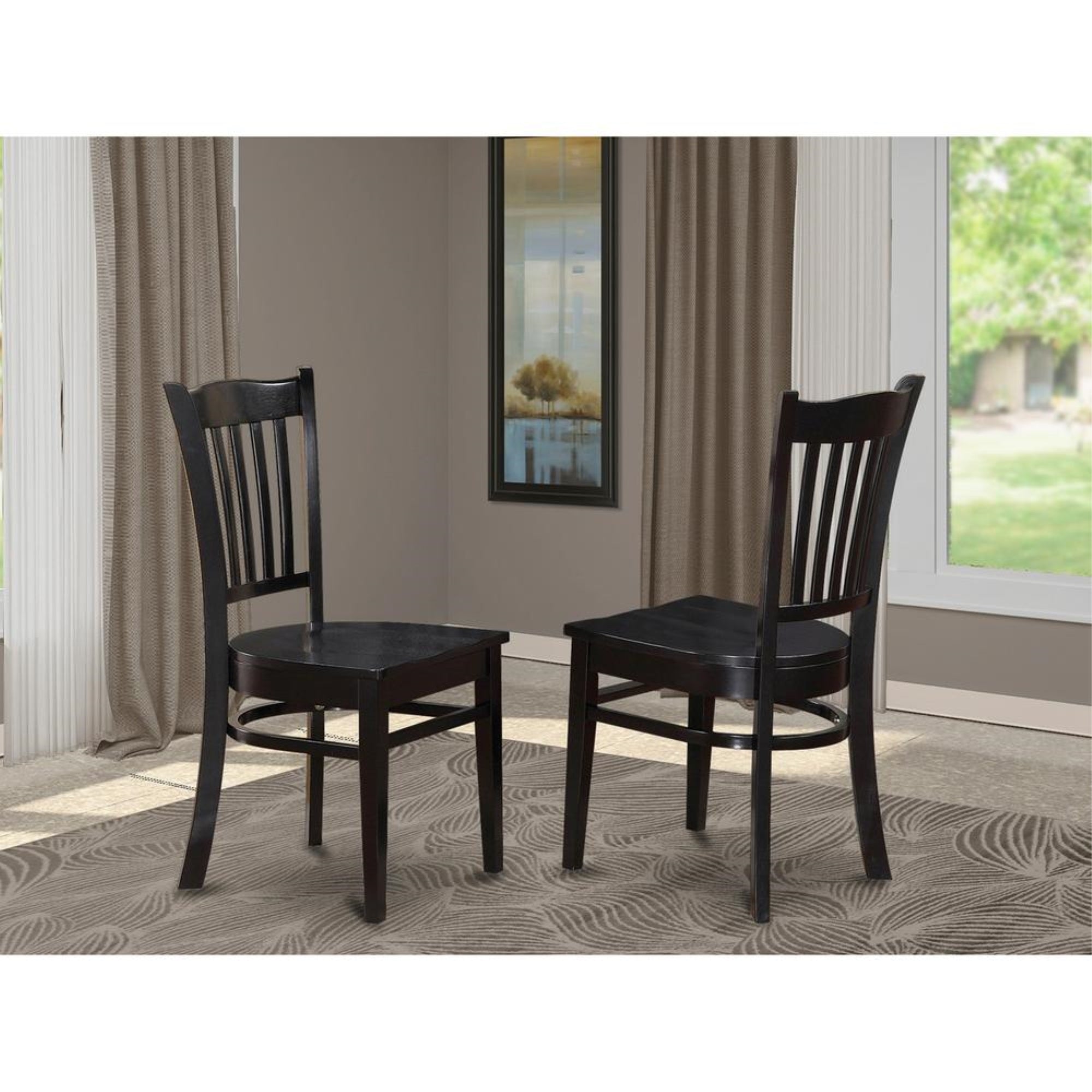 Groton  Dining  Chair  With  Wood  Seat  In  Black  Finish,  Set  of  2