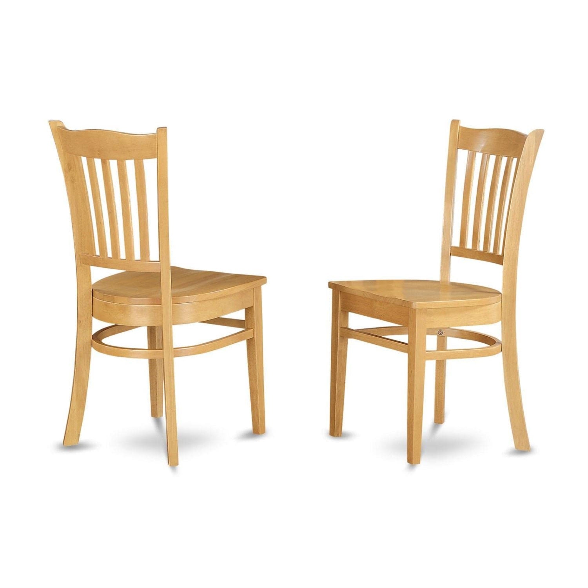 Casafoyer Grc-Oak-W Groton Kitchen Dining Chairs - Slat Back Wooden Seat Chairs, Set Of 2, Oak