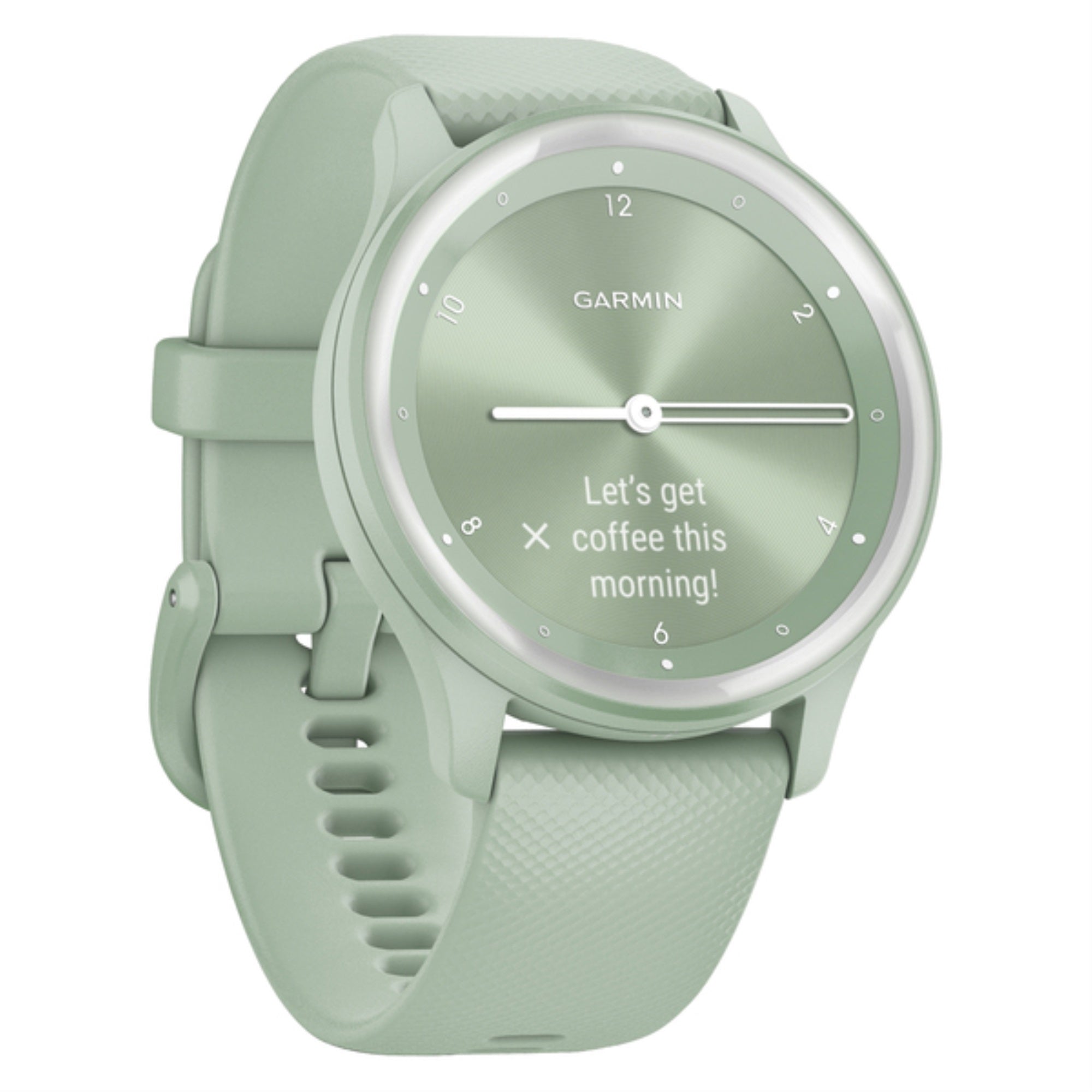Garmin 010-02566-03 Vivomove Sport Smartwatch With Silicone Band (Cool Mint Case, Silver Accents)