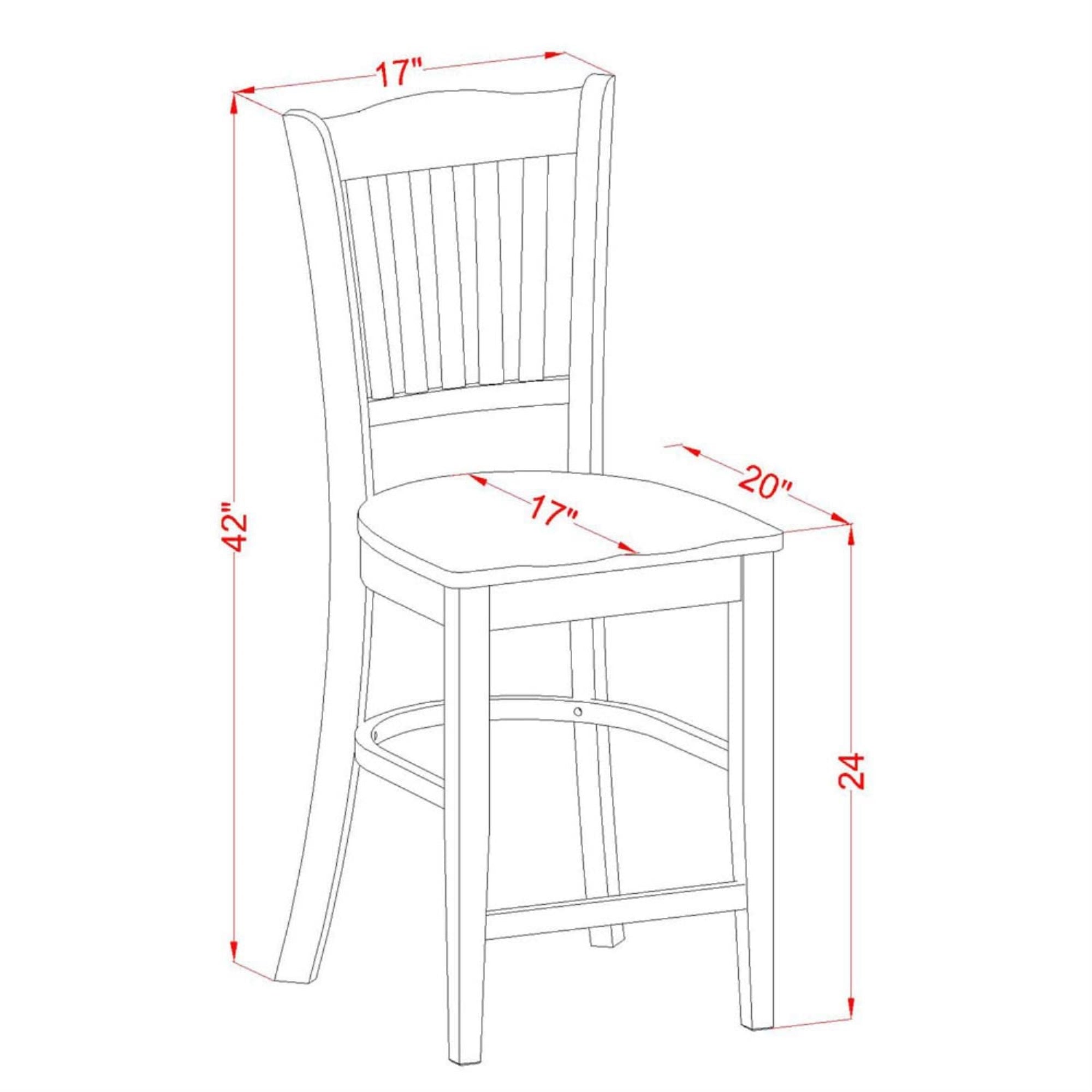 East West Furniture Grs-Whi-W Groton Counter Height Barstools - Slat Back Wood Seat Chairs, Set Of 2, Buttermilk & Cherry