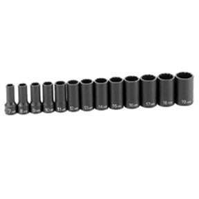 13 Pc. 3/8 Drive 12 Point Metric Semi-Deep Length Impact Set