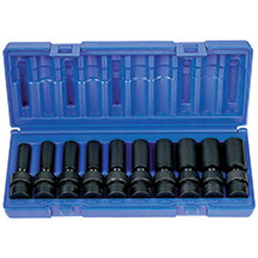 10 Pc. 3/8 Drive 6 Point Metric Deep Universal Socket Set