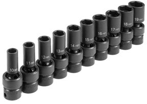 10 Pc. 3/8 Drive Semi-Deep Metric Universal Socket Set