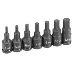 3/8 Drive 7 Piece Hex Driver Metric Set