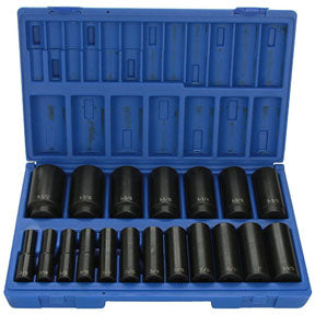 19-Piece 3/8 In. To 1-1/2 In. Drive 12-Point Sae Impact Socket Set