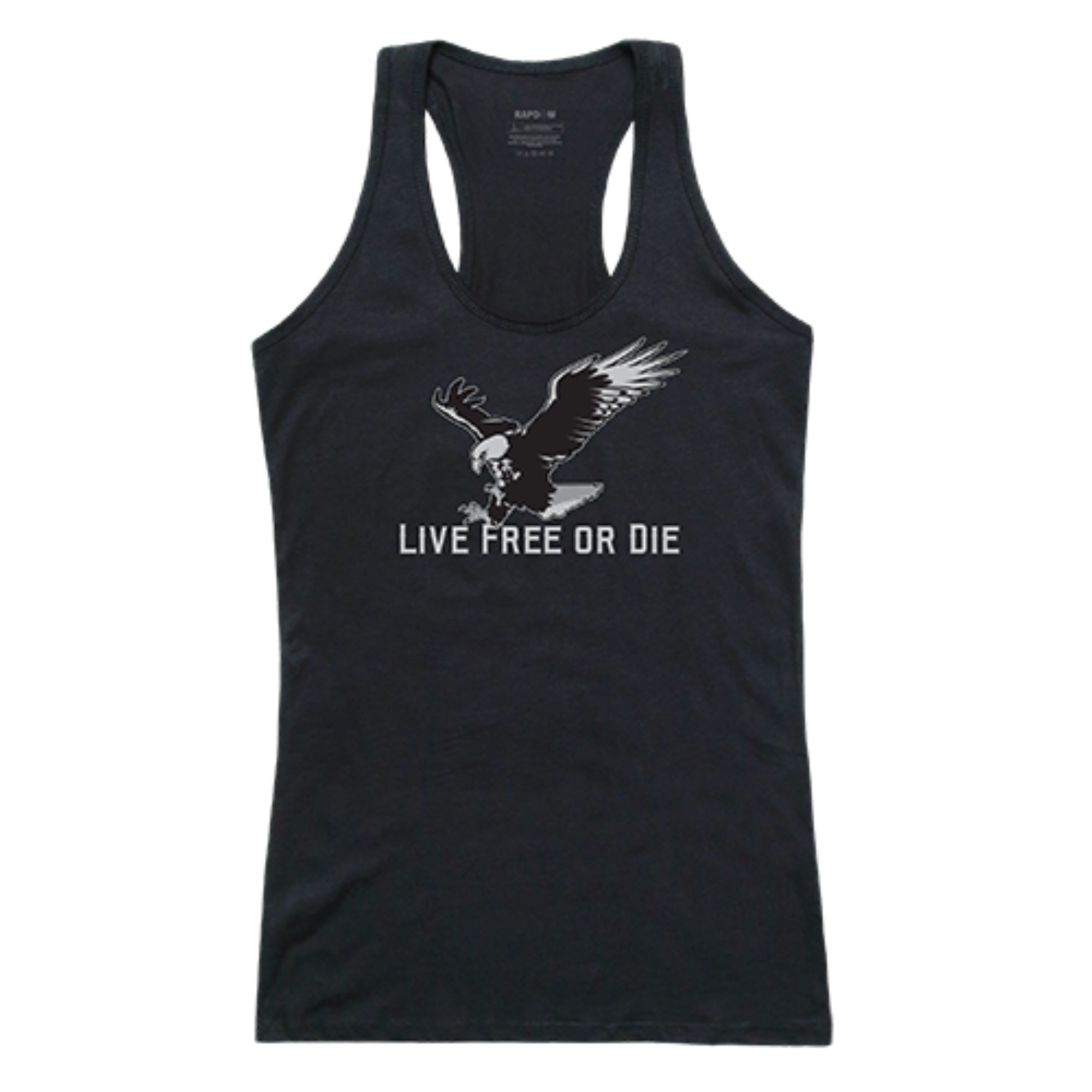 Womens Graphic Tank, Live Free, Black, L