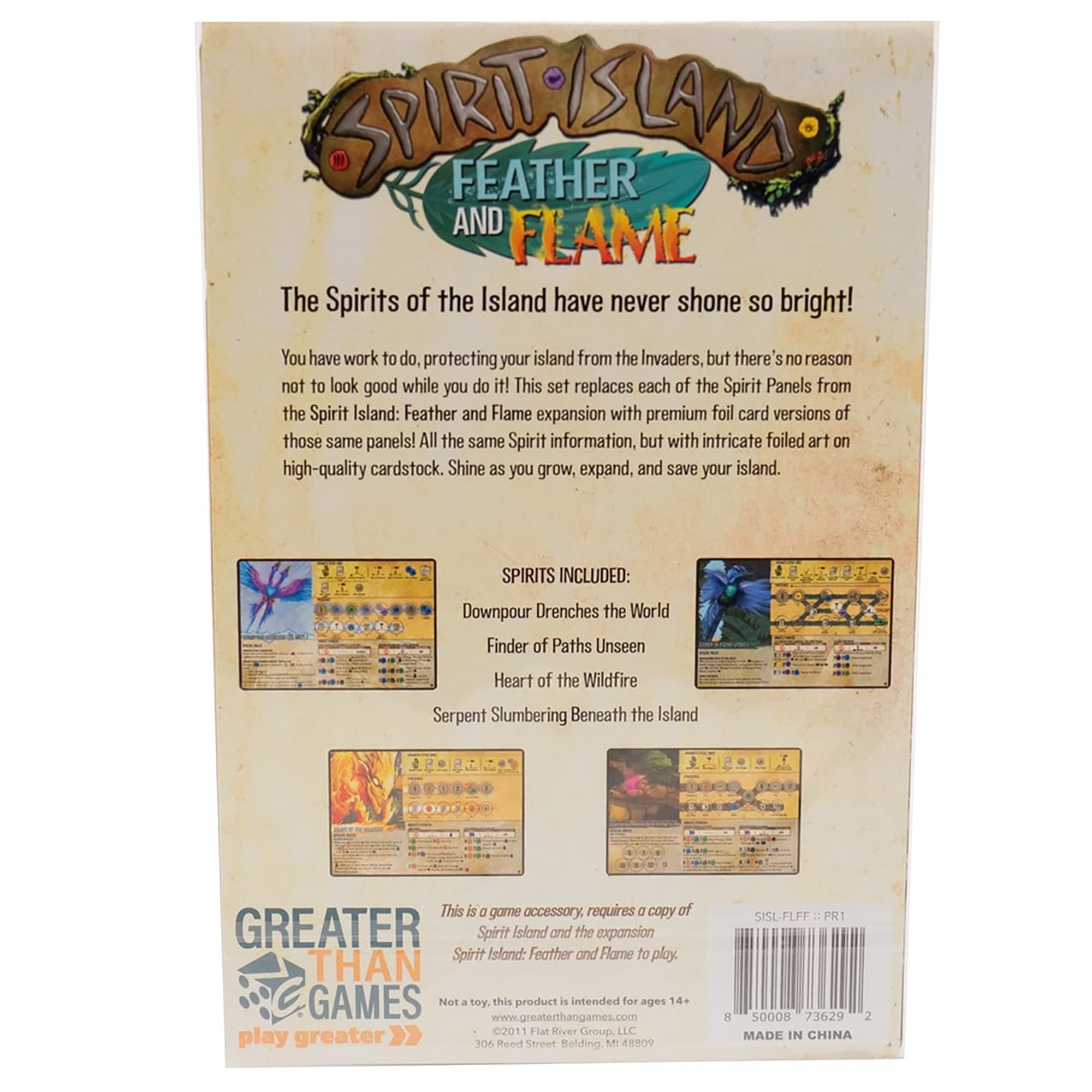 Greater Than Games Spirit Island Feather & Flame: Premium Foil Spirit Panels - 4 Panels To Replace Existing Game Cards, Greater Than Games