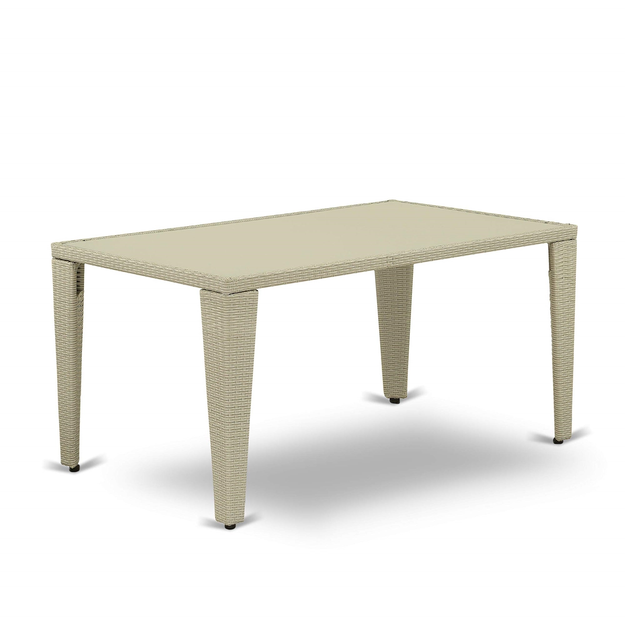 East West Furniture Gultg03 Gudhjem Outdoor Wicker Dining Table-Rectangle Tabletop, 36X60 Inch, Natural Linen