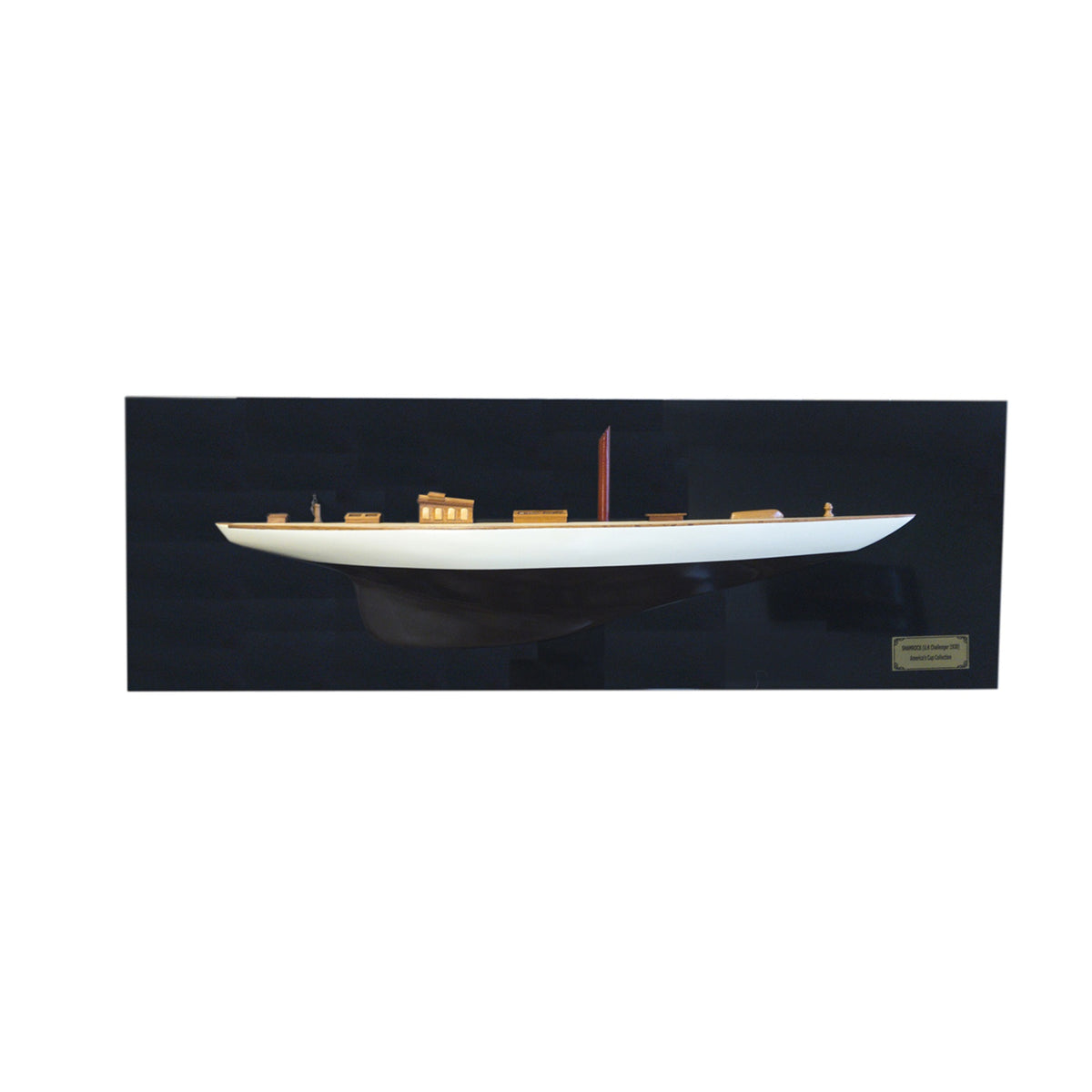 Shamrock Brown/White Painted Half-Hull Model Boat Yacht Handmade
