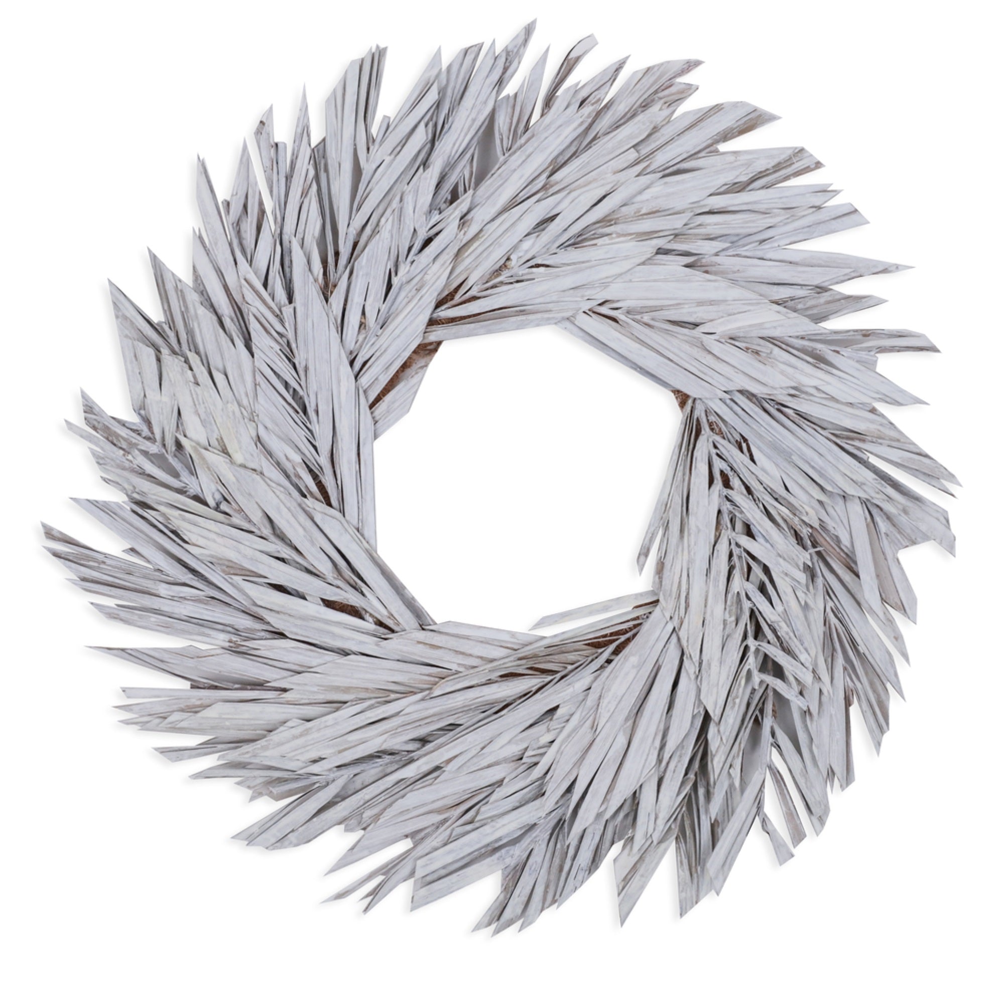 17” White Washed Canna Leaf Wreath