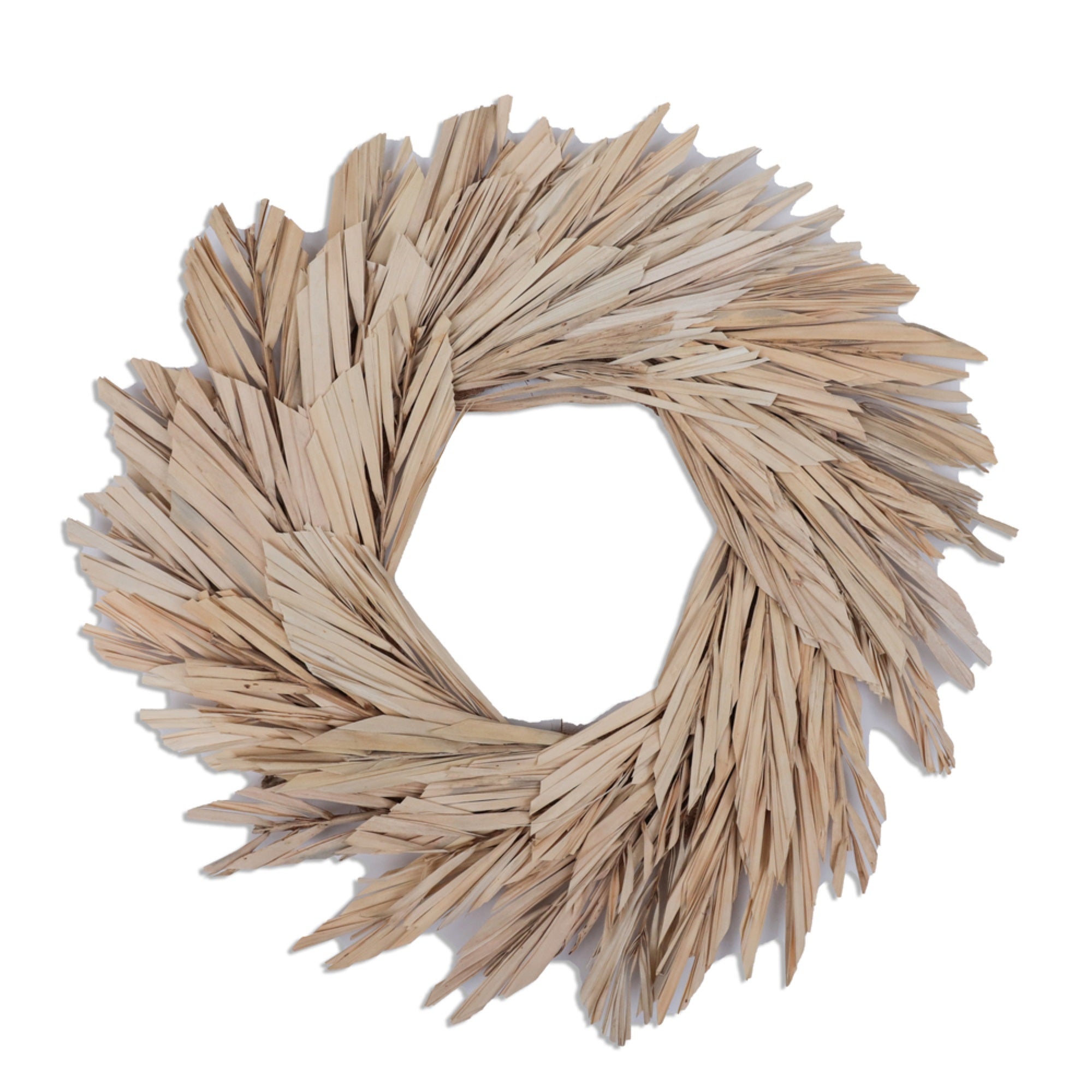 17” Bleached Canna Leaf Wreath