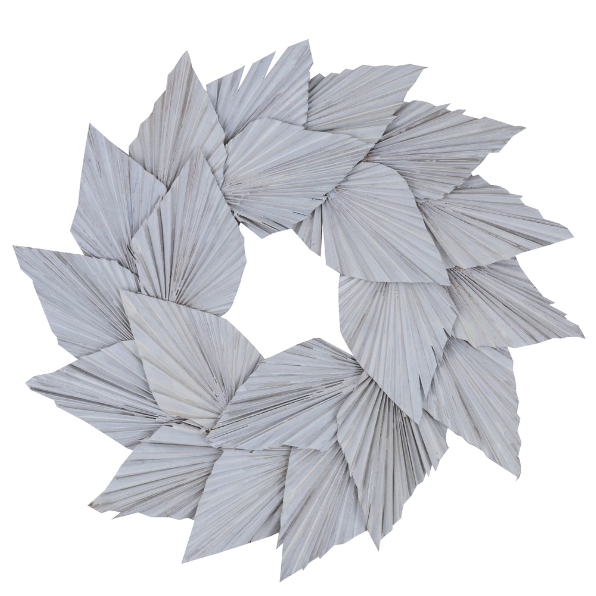 17” White Washed Palm Spear Wreath