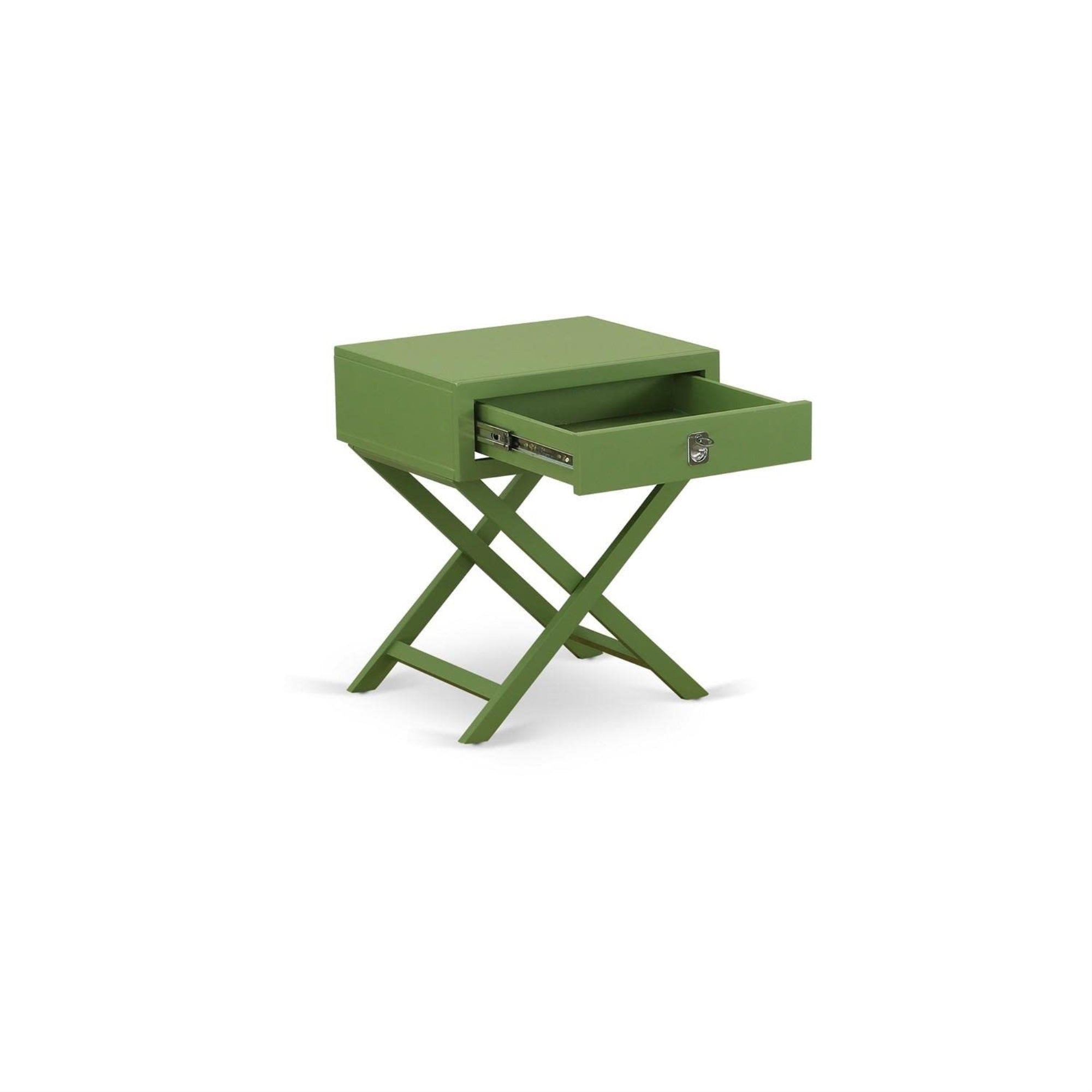 East West Furniture One Piece Wonderful Hamilton Side Table Bedroom With Drawer, 1-Pack, In Clover Green Finish