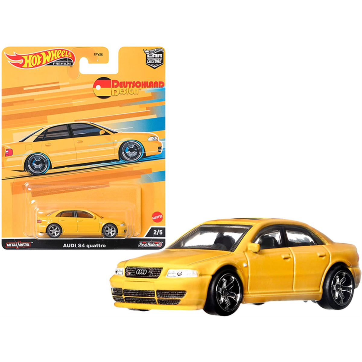 Audi S4 Quattro With Sunroof Yellow 'Deutschland Design' Series Diecast Model Car By Hot Wheels