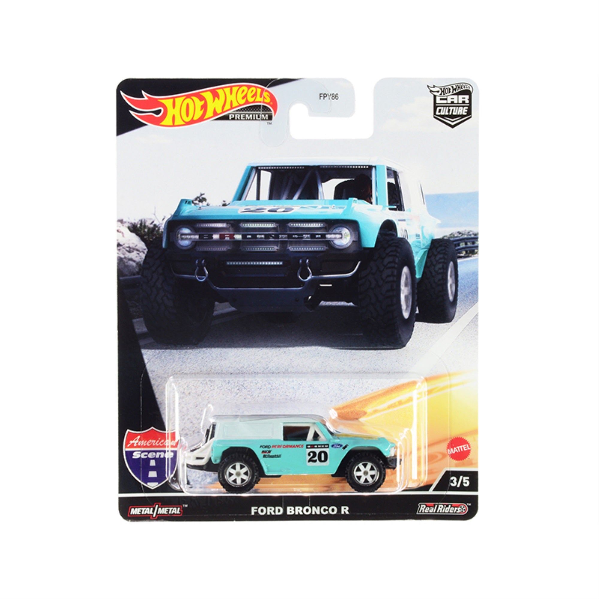 Ford Bronco R #20 Turquoise With White Top 'American Scene' 'Car Culture' Series Diecast Model Car By Hot Wheels