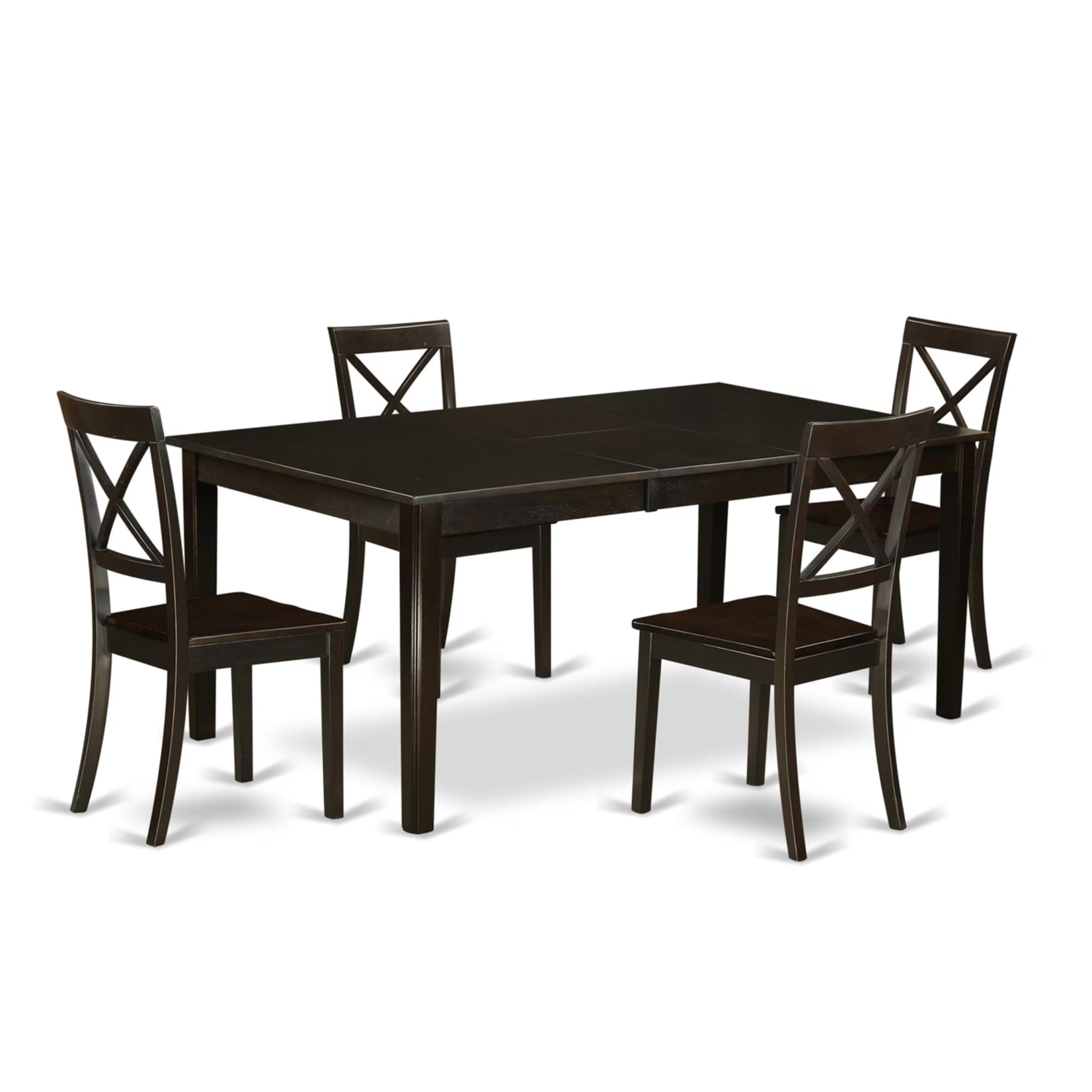 Casafoyer Hebo5-Cap-W 5 Piece Dining Room Furniture Set Includes A Rectangle Kitchen Table With Pedestal And 4 Dining Chairs, 42X72 Inch, Cappuccino