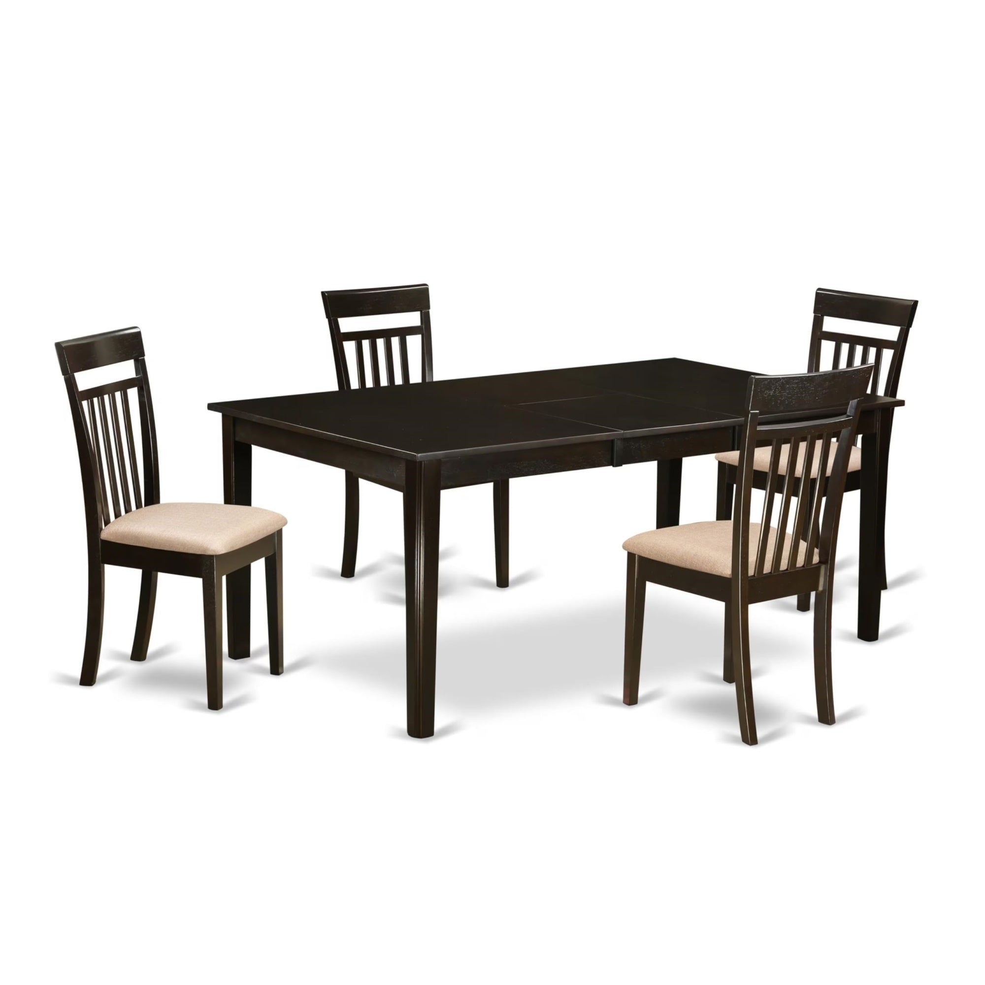 Casafoyer Henley 5 Piece Set Includes A Rectangle Dining Room Table With Pedestal And 4 Linen Fabric Upholstered Kitchen Chairs, 42X72 Inch, Heca5-Cap-C