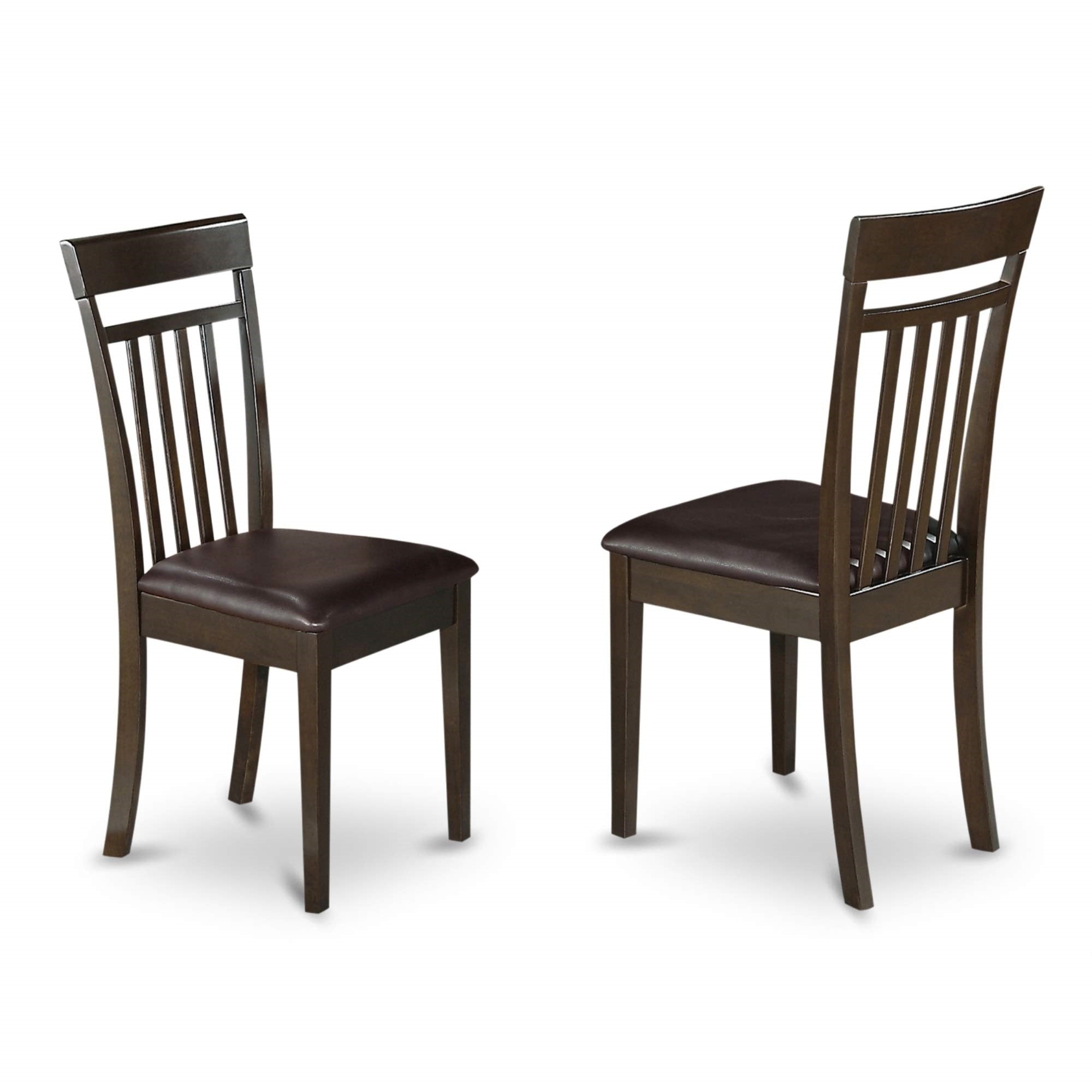 Ergode Heca5-Cap-Lc 5-Piece Dining Table Set, Rectangular Top, 4 Wooden Legs, Cappuccino Color, Solid Wood, Pu Leather Seats, Slatted Back, Easy Maintenance, Adaptable, Ideal For Family Dinners, Asian Wood Frame, Customer Satisfaction
