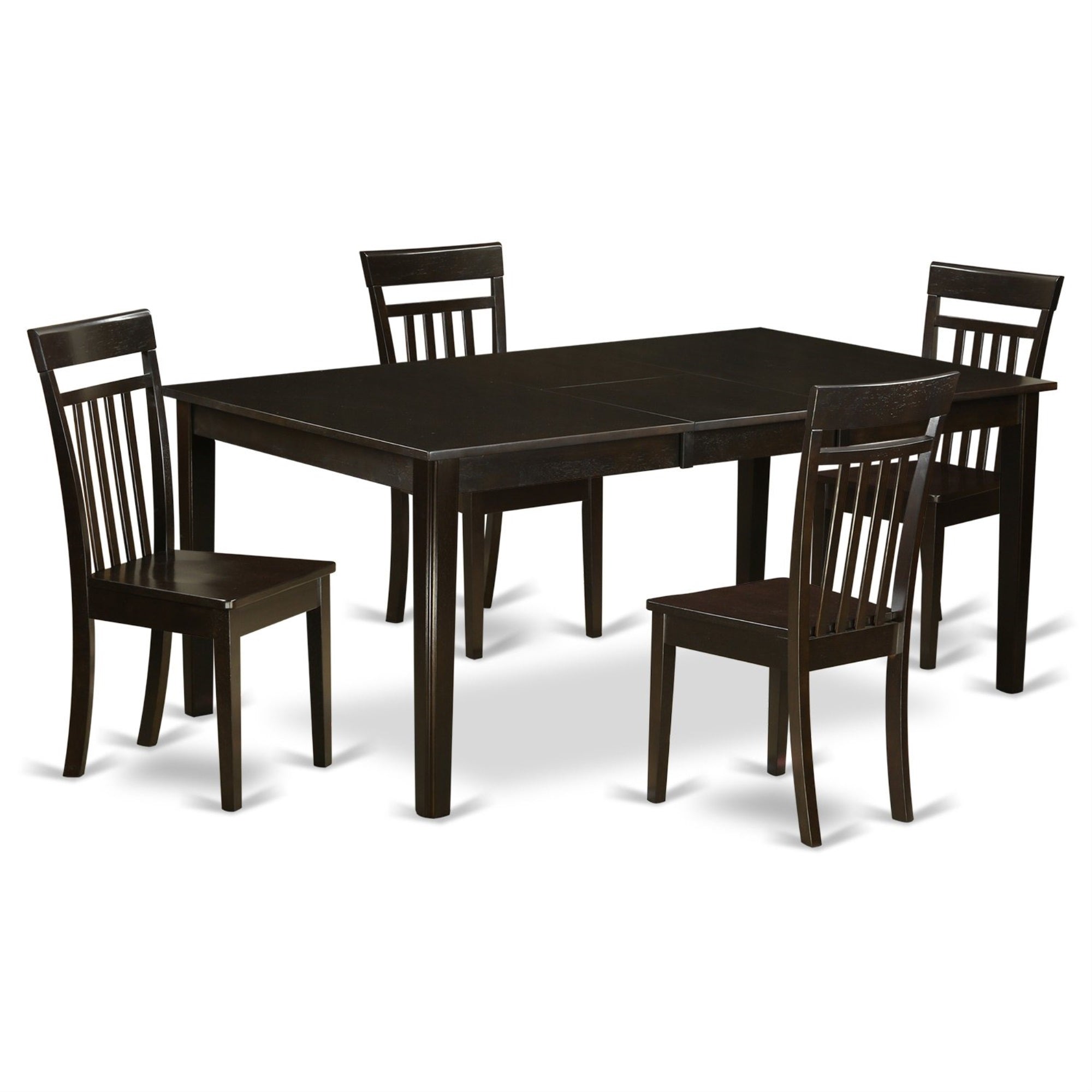 Ergode Heca5-Cap-W 5-Piece Dining Set, Self-Storing Butterfly Leaf Table, 4 Wood Chairs, Cappuccino Finish, Modern & Durable, Assembly Included